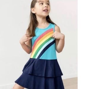 Hannah Andersson Rainbow 🌈 Appliqué Dress in Teal